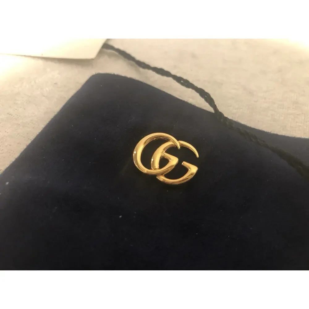 NWT Gucci Viola Blue Suede & Black Leather Marmont Logo Gloves Sz 7.5/M $630.00